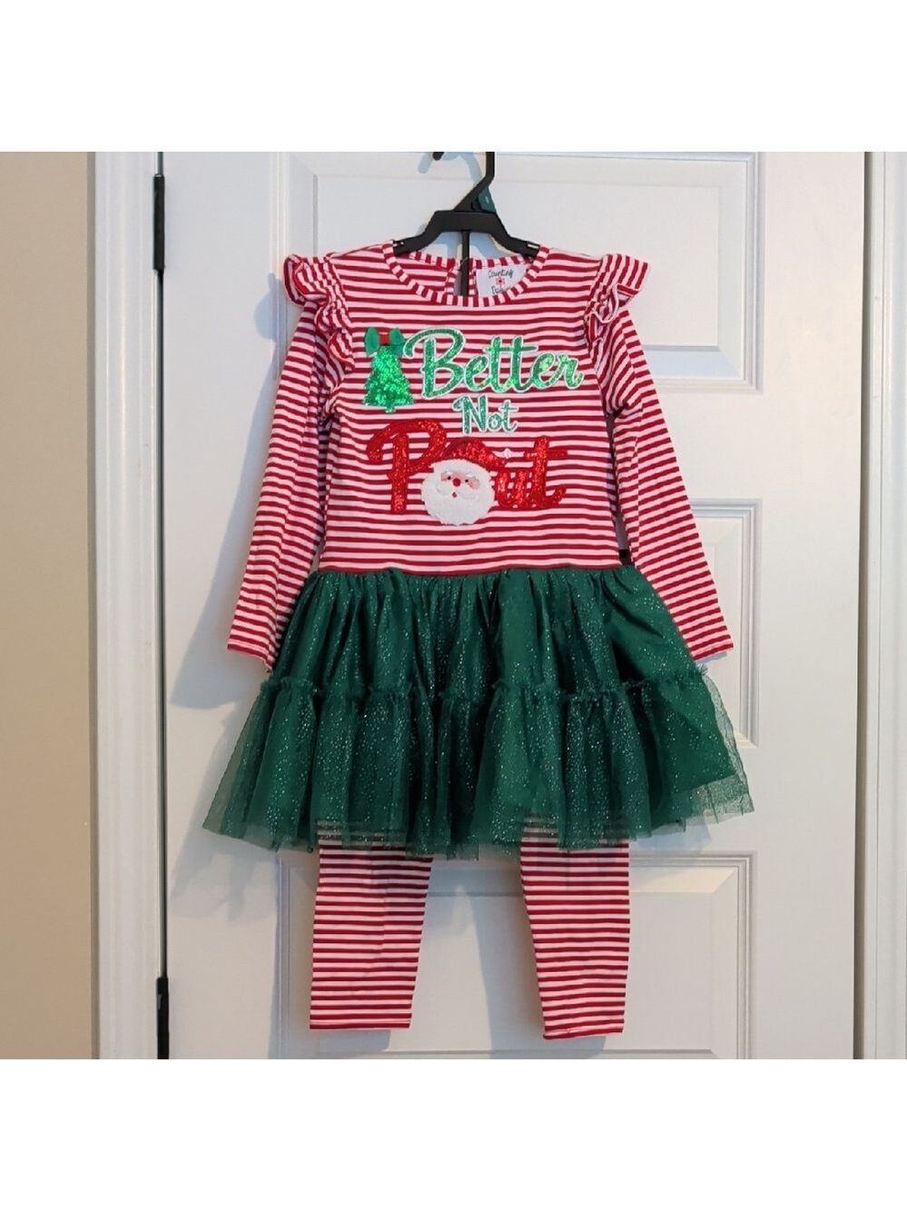 Girls Counting Daisies Christmas 2 Piece Outfit Size 5T Tutu Better Not Pout 🎅